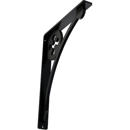 Ekena Millwork Crawley Wrought Iron Bracket, (Single center brace), Powder Coated Black 1 1/2"W x 10"D x 12"H BKTM01X10X12SCR